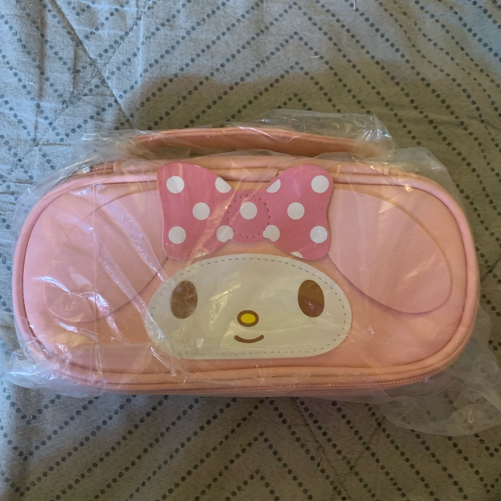 Sanrio  Pink & White Vinyl Pencil Case .